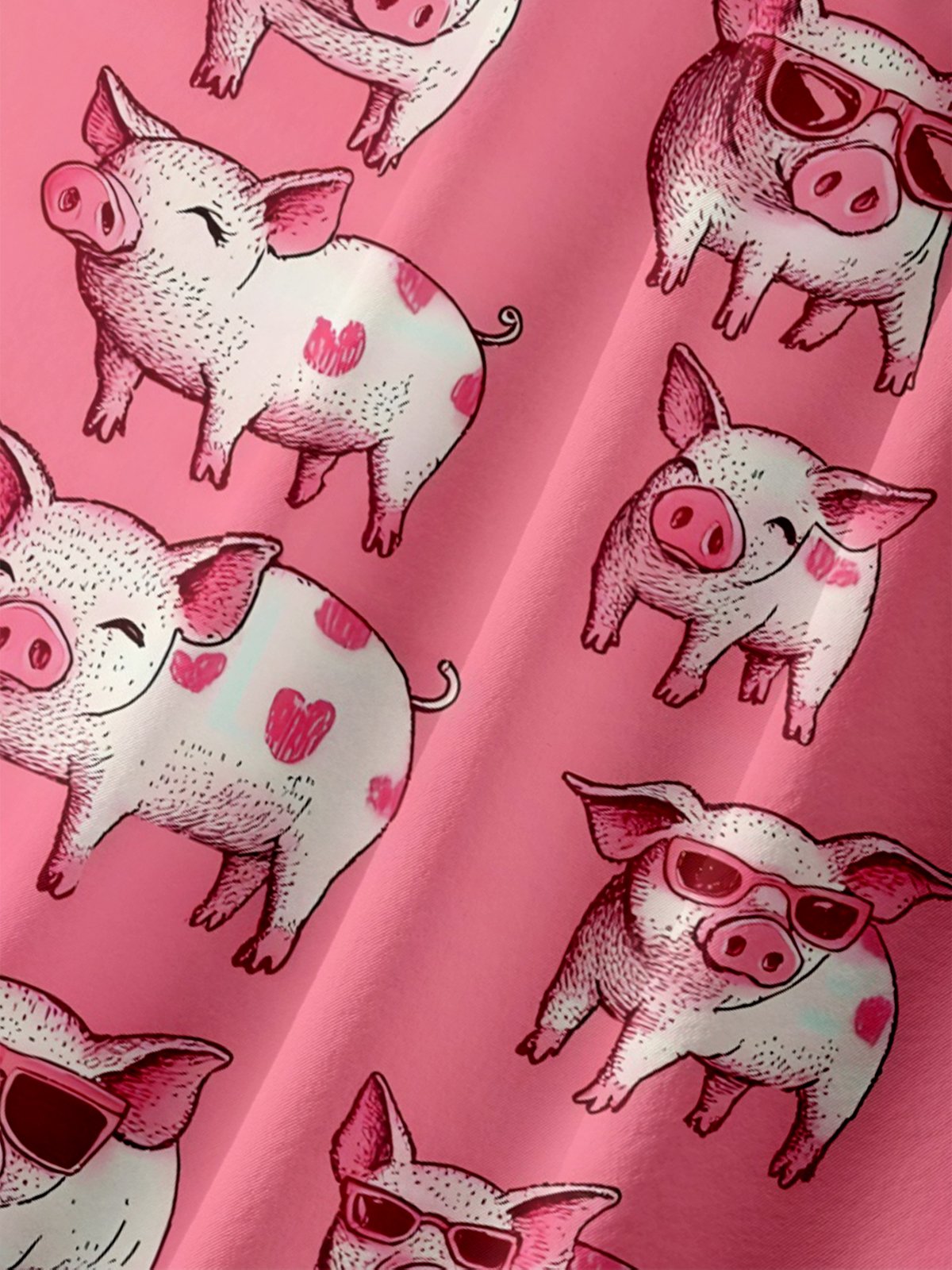 Moisture-wicking Cute Pig Chest Pocket Casual Shirt