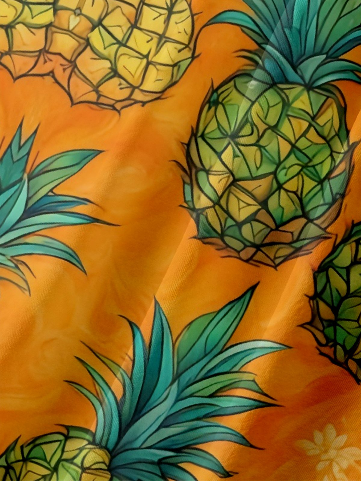 Moisture-wicking Pineapple Fruit Chest Pocket Hawaiian Shirt