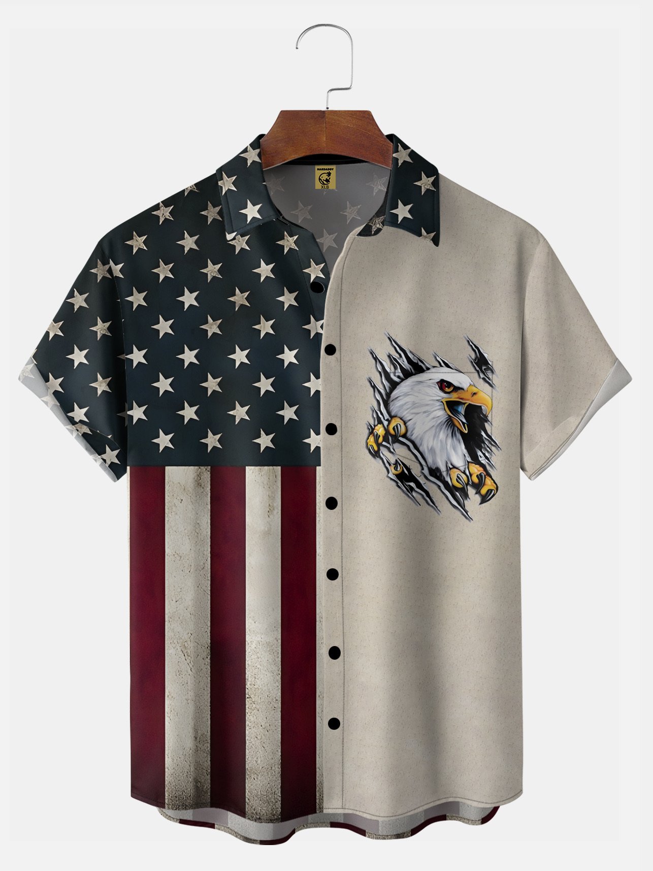 Big Size Moisture-wicking American Eagle Chest Pocket Casual Shirt
