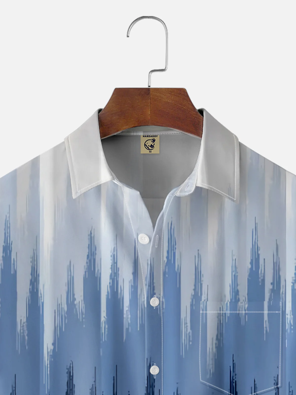 Moisture-wicking Gradient Color Striped Chest Pocket Casual Shirt