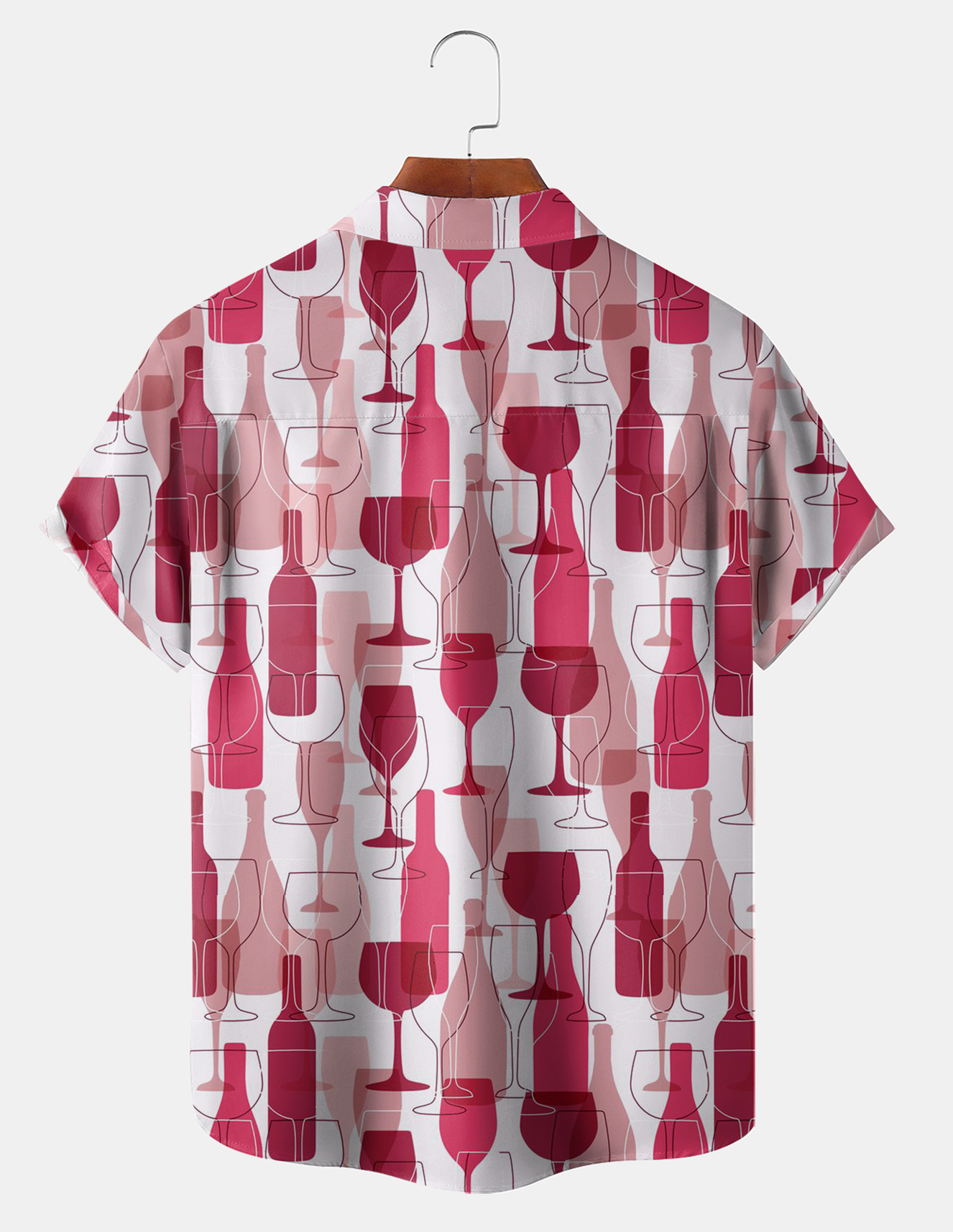 Big Size Moisture-wicking Wine Glass Abstract Art Chest Pocket Hawaiian Shirt