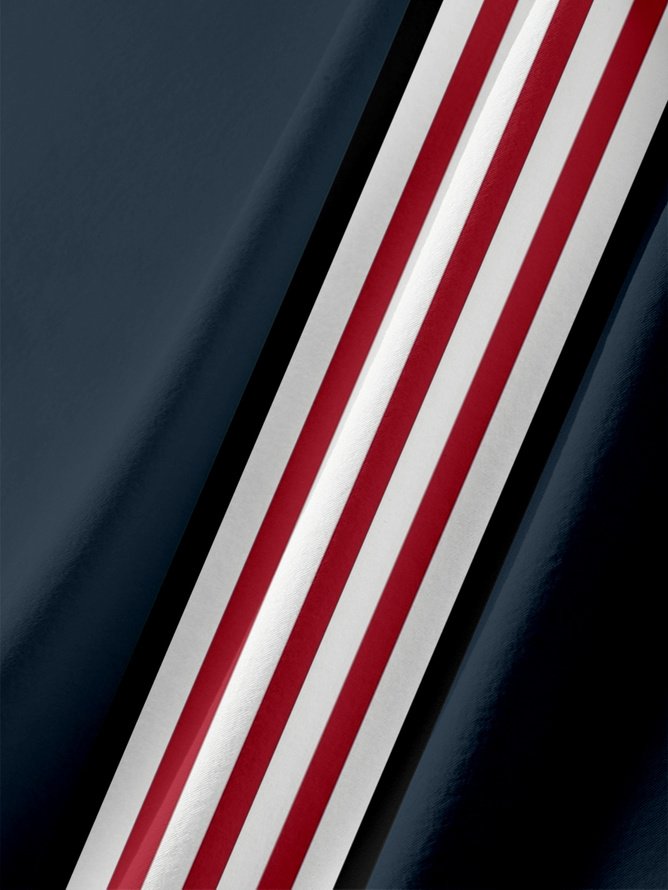 Big Size Moisture-wicking American Flag Chest Pocket Short Sleeves Bowling Shirts