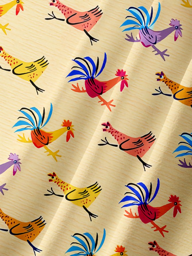 Big Size Moisture-wicking Breathable Rooster Chest Pocket Hawaiian Shirt