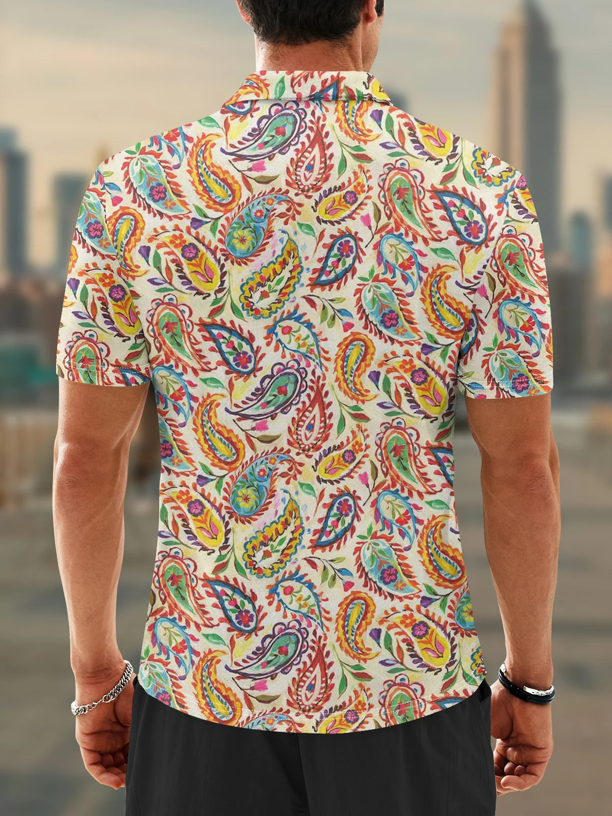 Moisture Wicking Paisley Print Golf Polo
