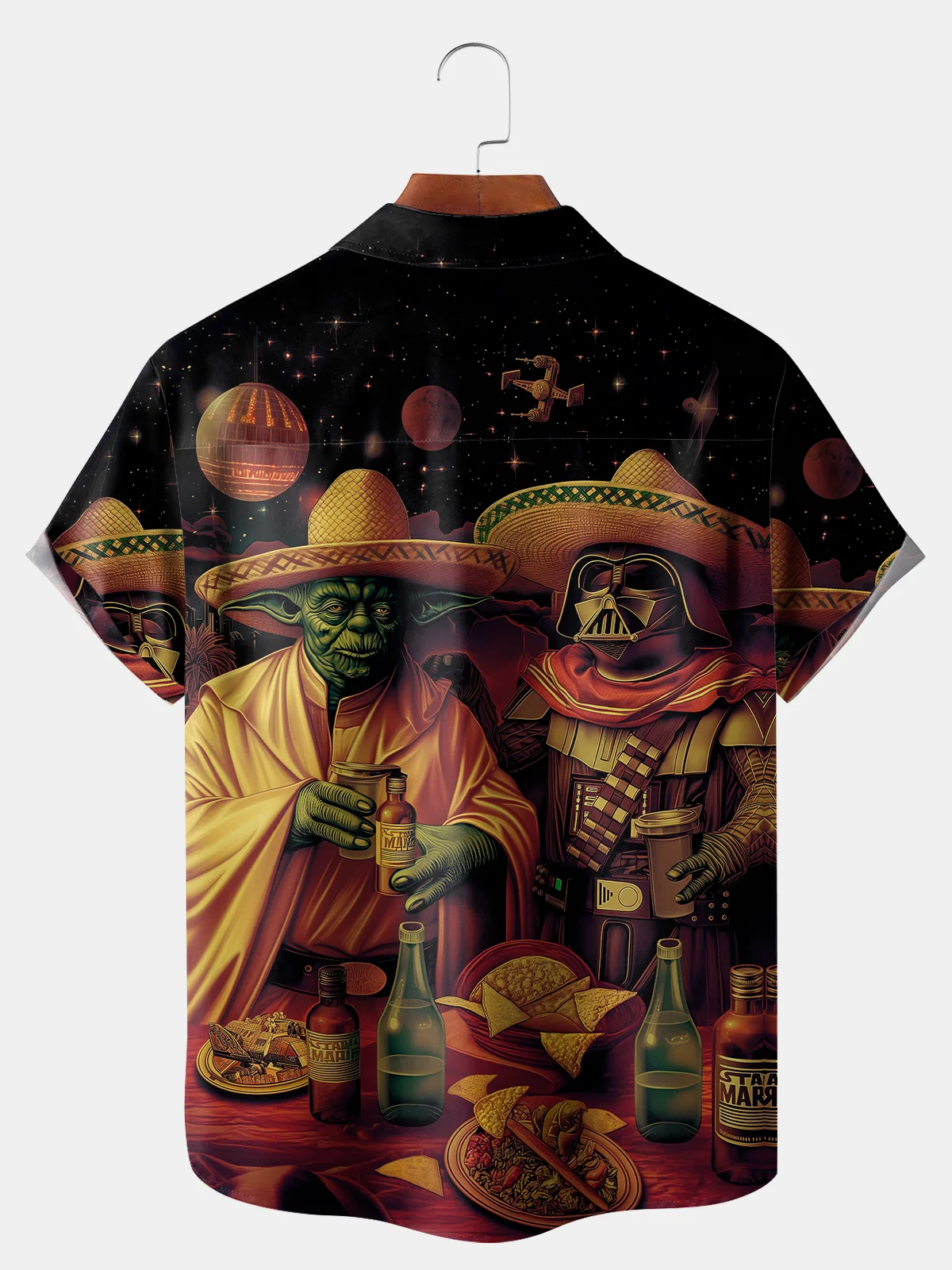 Big Size Moisture Wicking Cinco de Mayo Big Hat Star Chest Pocket Hawaiian Shirt