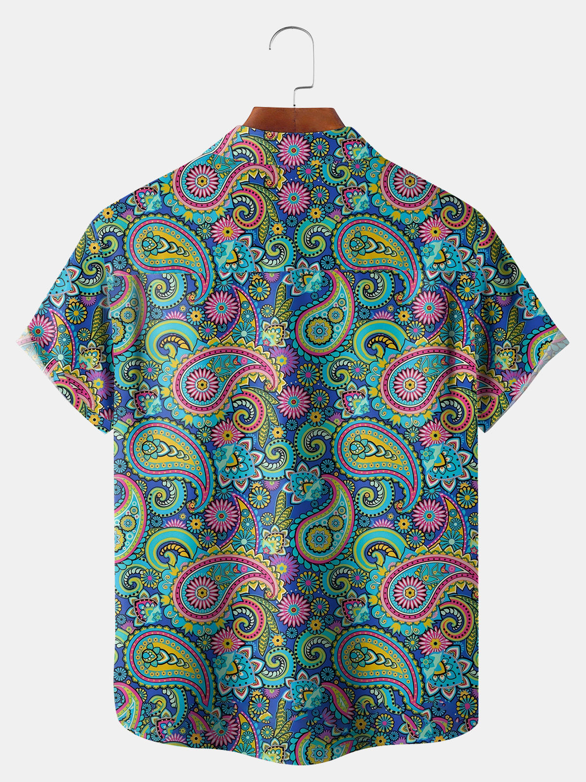 Big Size Moisture Wicking Paisley Chest Pocket Hawaiian Shirt