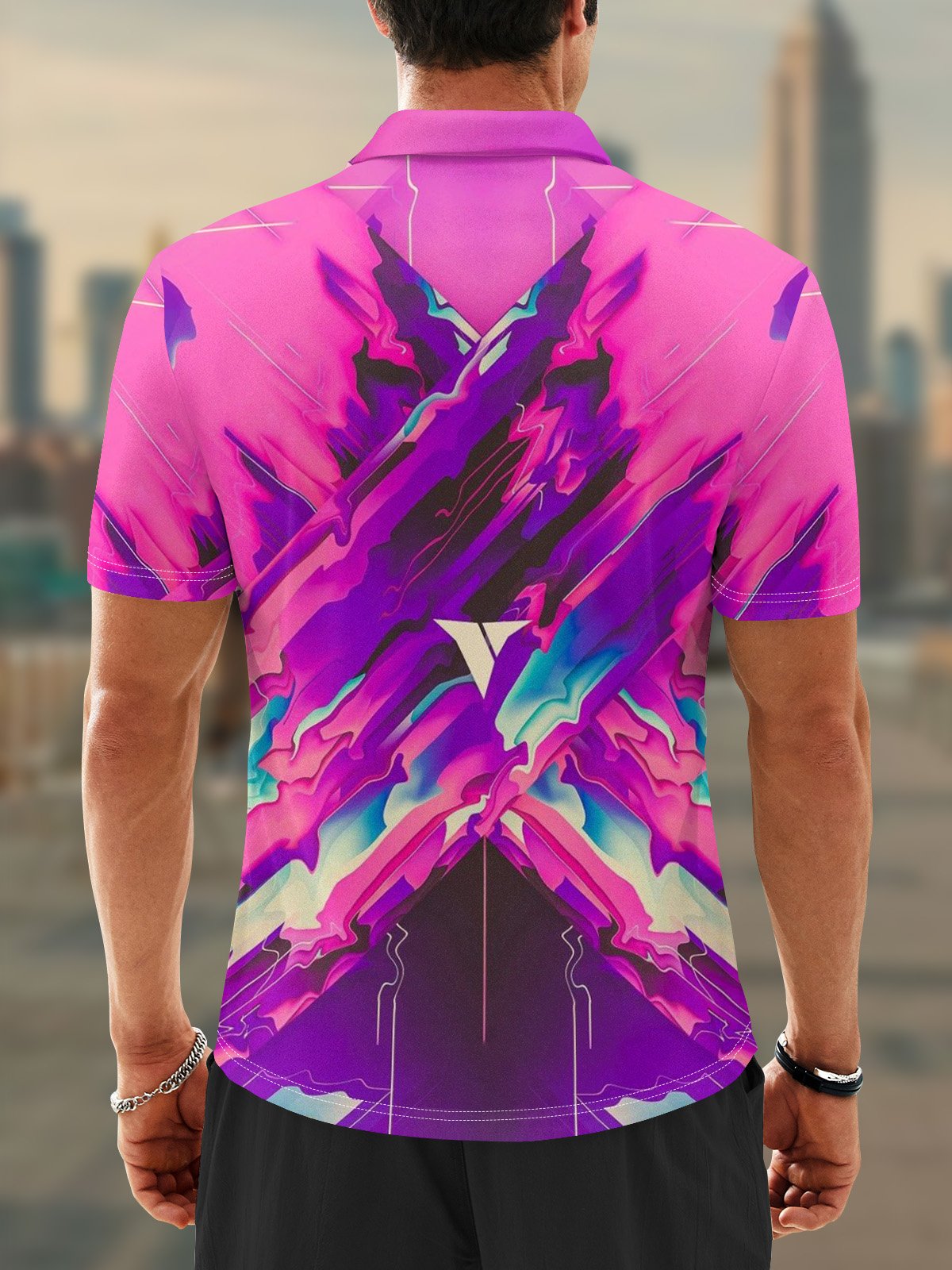 Moisture Wicking Artistic Abstract Gradient Colors Golf Polo