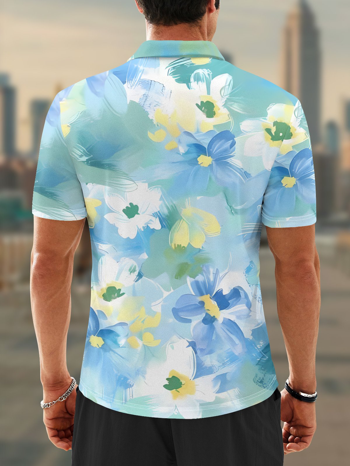 Moisture Wicking Hawaiian Flowers Golf Polo