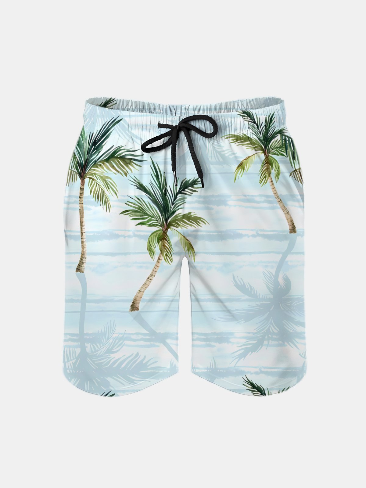 Men's Swim Trunks Hawaiian Tropical Palm Tree Beach Shorts with Pockets