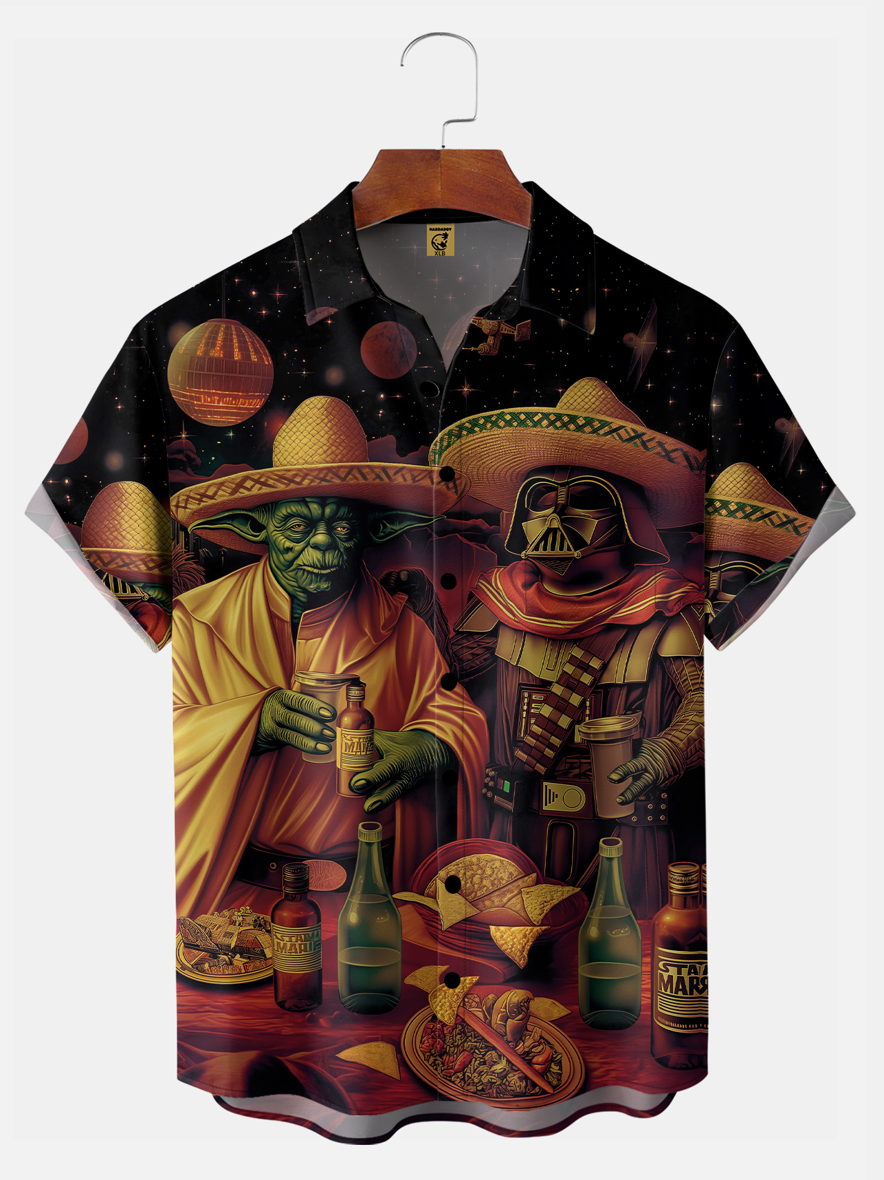 Big Size Moisture Wicking Cinco de Mayo Big Hat Star Chest Pocket Hawaiian Shirt