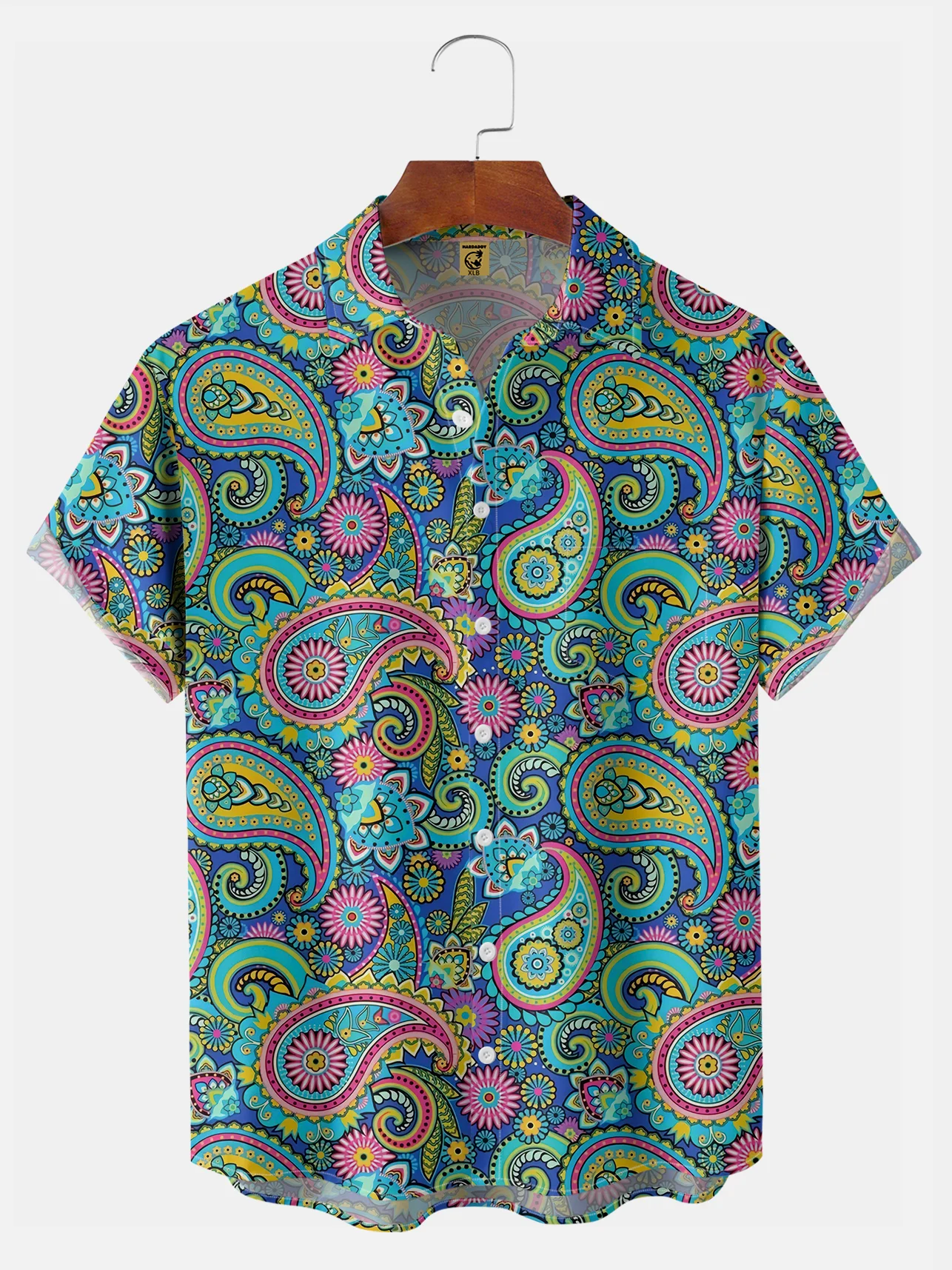 Big Size Moisture Wicking Paisley Chest Pocket Hawaiian Shirt