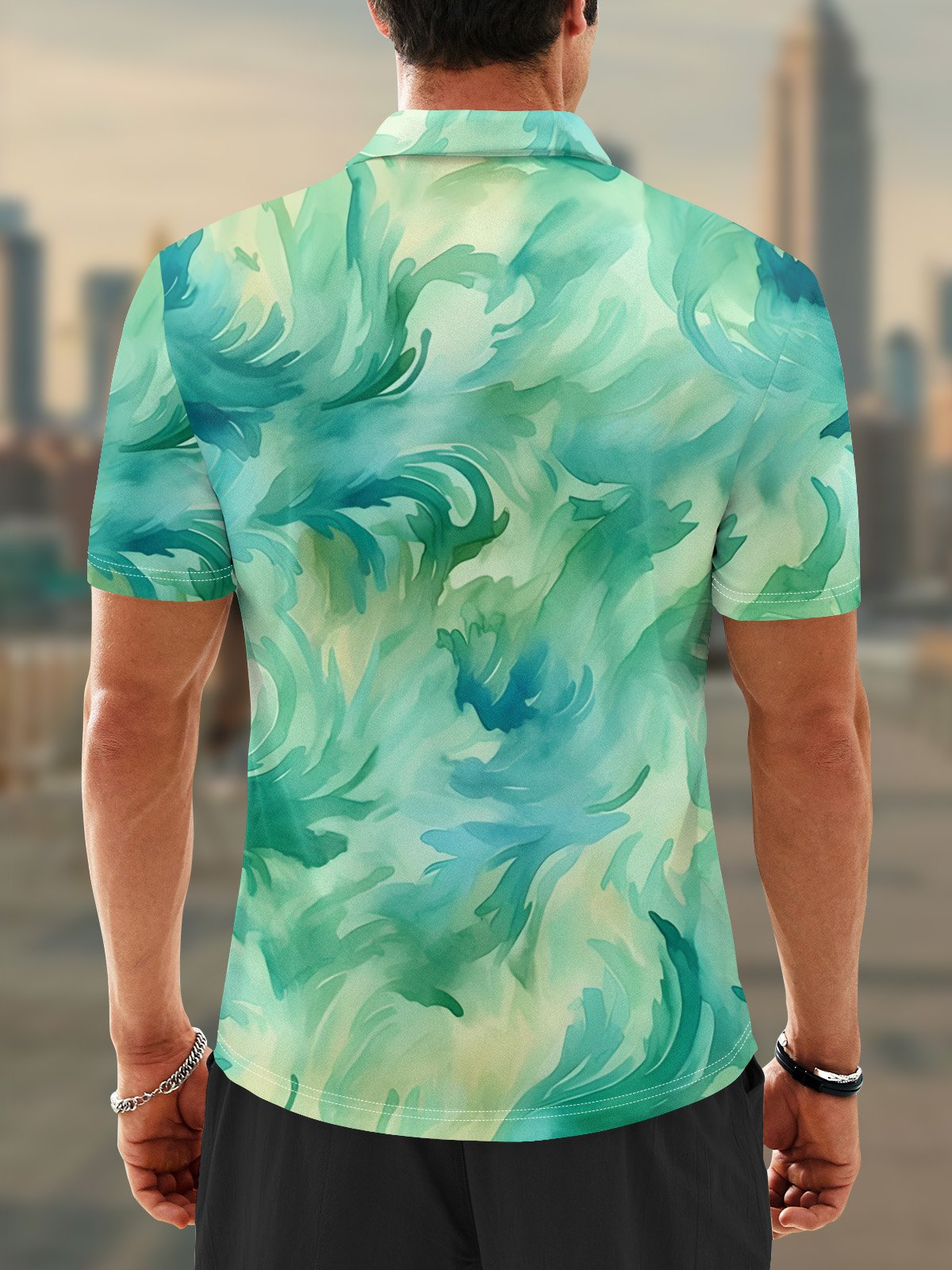 Moisture Wicking Artistic Abstract Gradient Colors Golf Polo