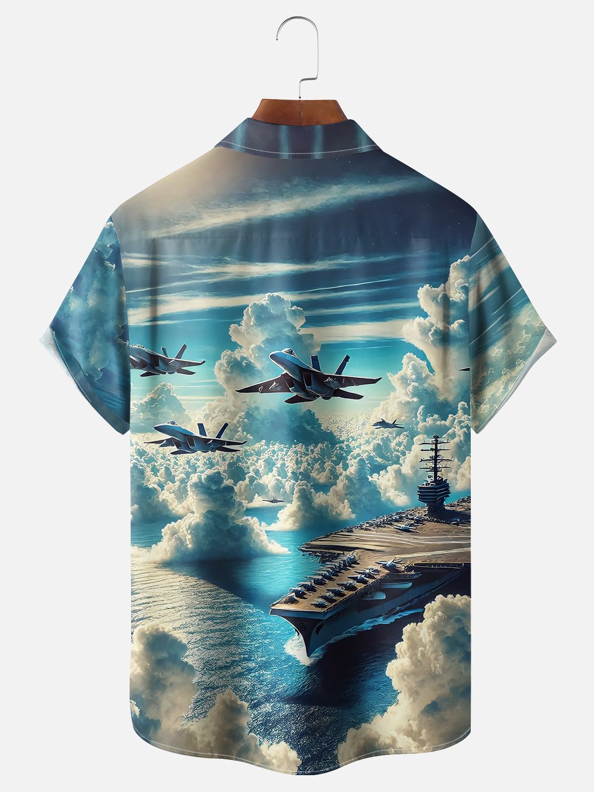 Moisture-wicking Air Force Aircraft Carrier Memorial Day Chest Pocket Casual Shirt