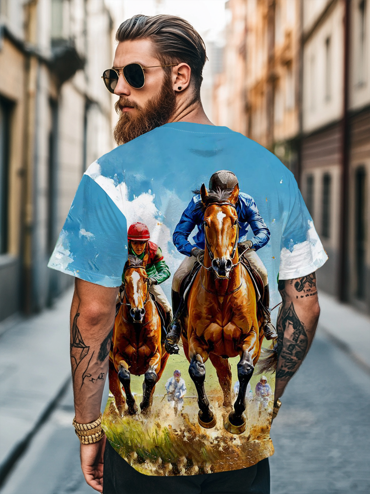 Men's Creative Arts Horse Racing Festival Fitted T-shirts