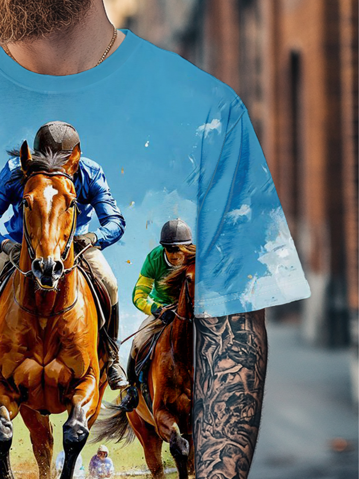 Men's Creative Arts Horse Racing Festival Fitted T-shirts