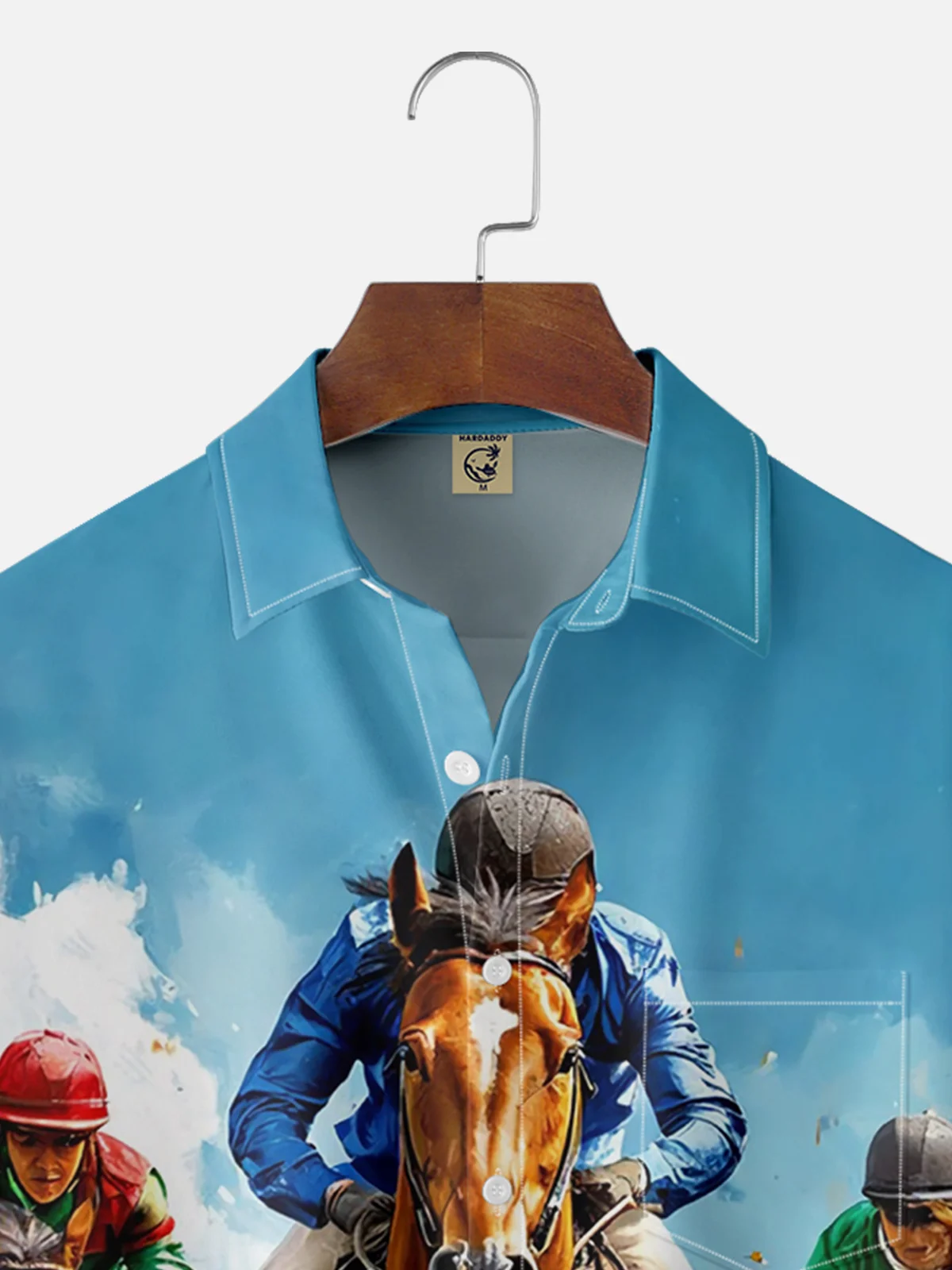 Moisture-wicking Horse Racing Art Chest Pocket Casual Shirt