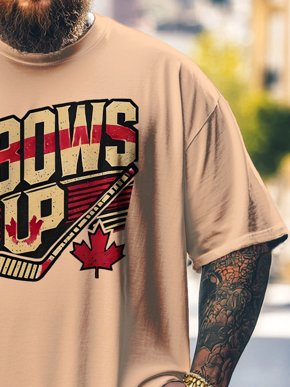 Big Size Men's "ELBOWS UP" Canada Loose T-shirt