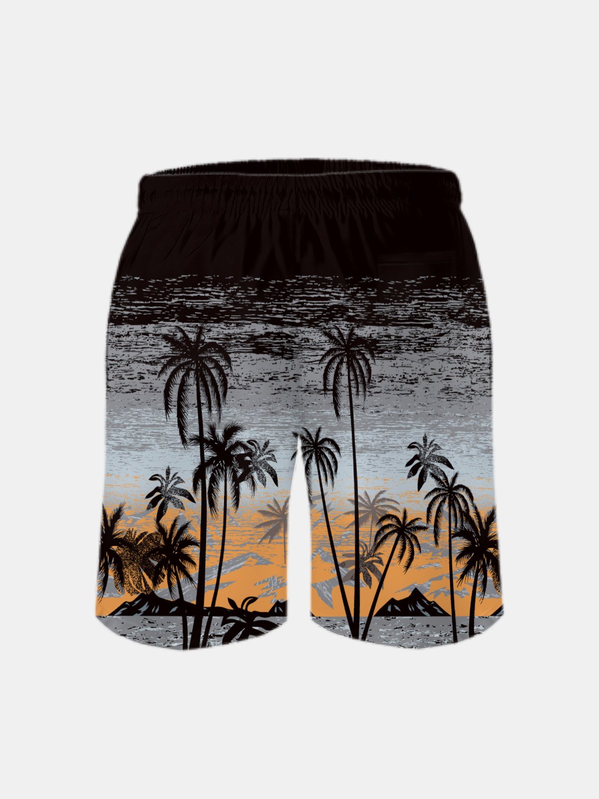 Men's Swim Trunks Hawaiian Tropical Palm Tree Beach Shorts with Pockets