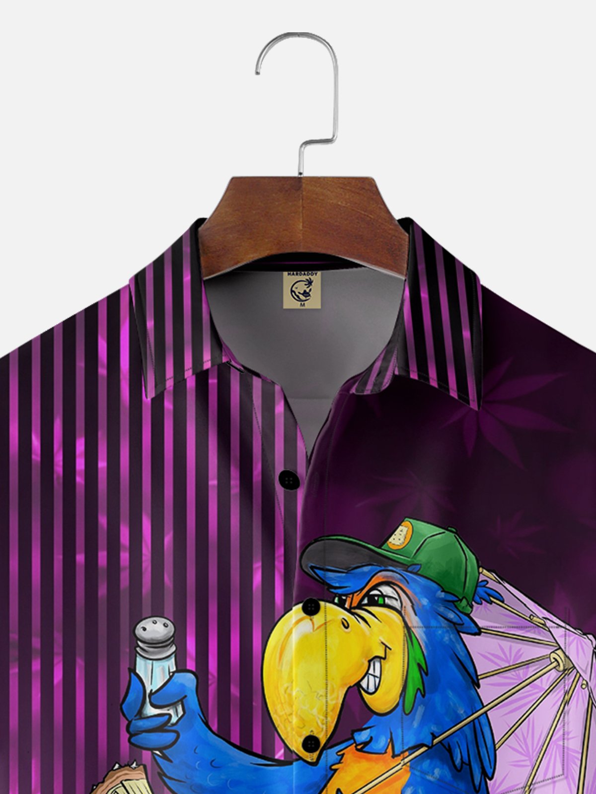 Moisture-wicking Art Illustrator Collaboration Tropical Parrot Cocktail Chest Pocket Hawaiian Shirt