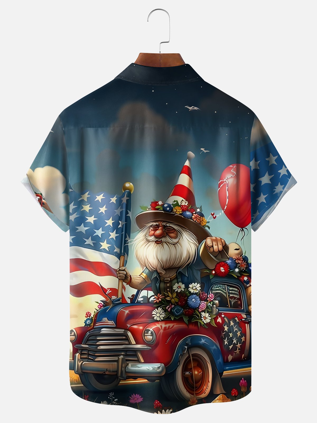 Moisture Wicking 4th of July Chest Pocket Hawaiian Shirt