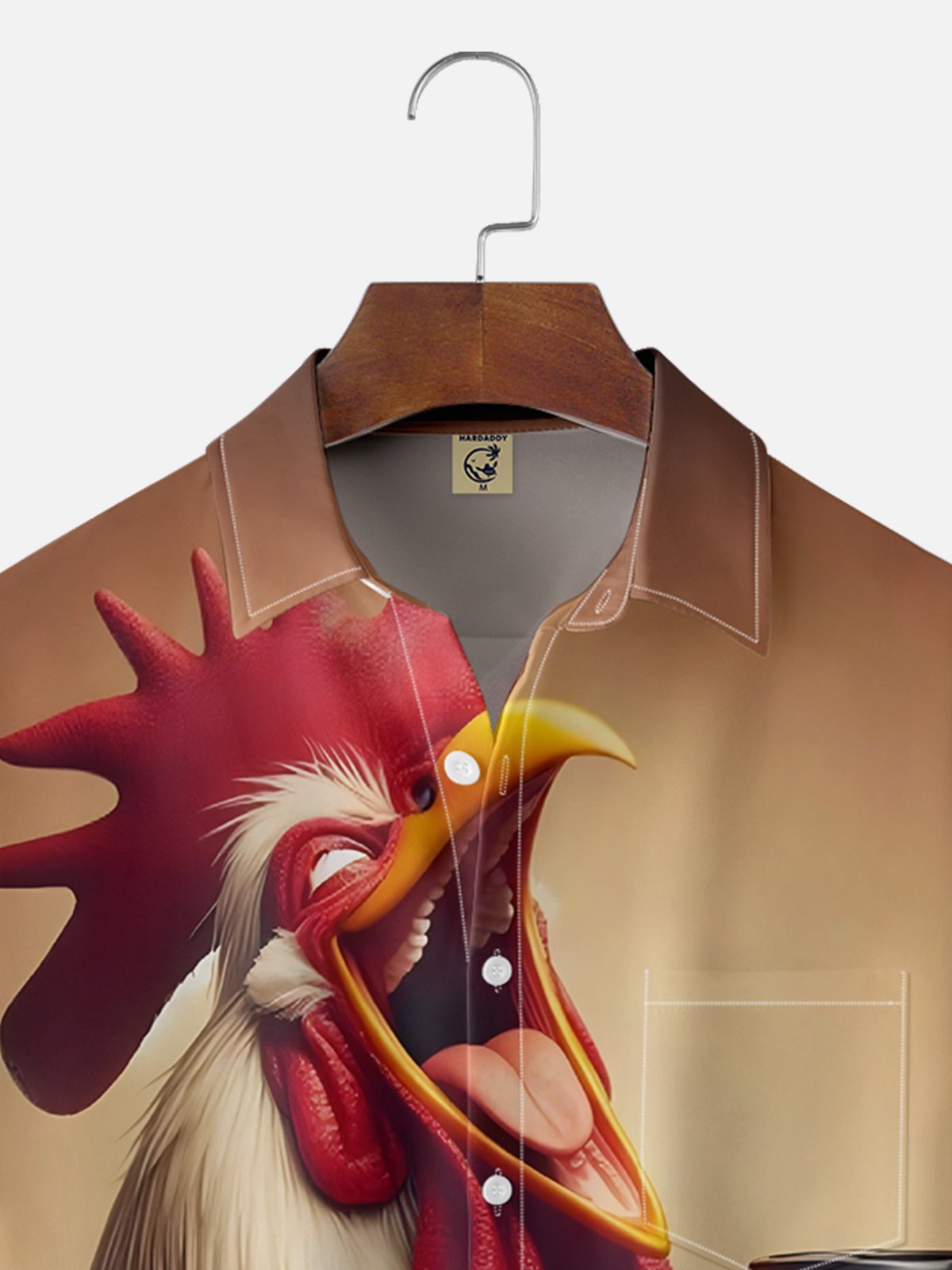 Moisture Wicking Funny Chicken Chest Pocket Hawaiian Shirt