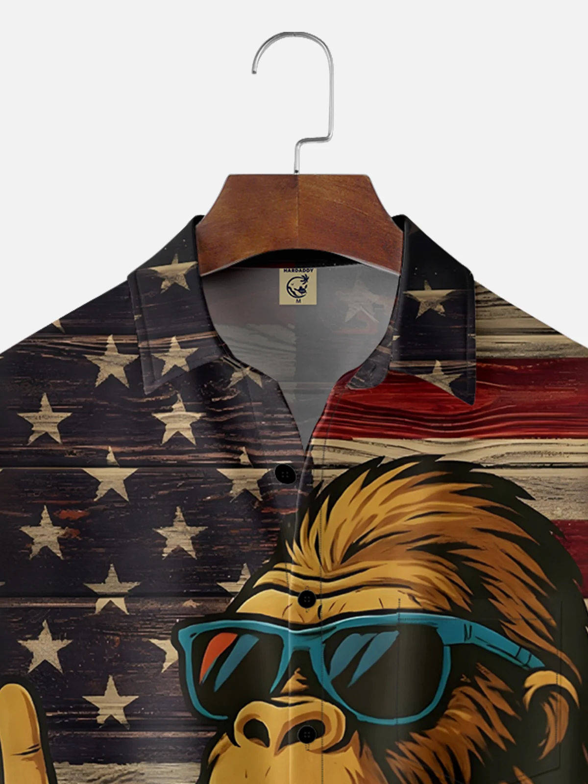 Moisture-wicking Independence Day Bigfoot American Flag Chest Pocket Casual Shirt