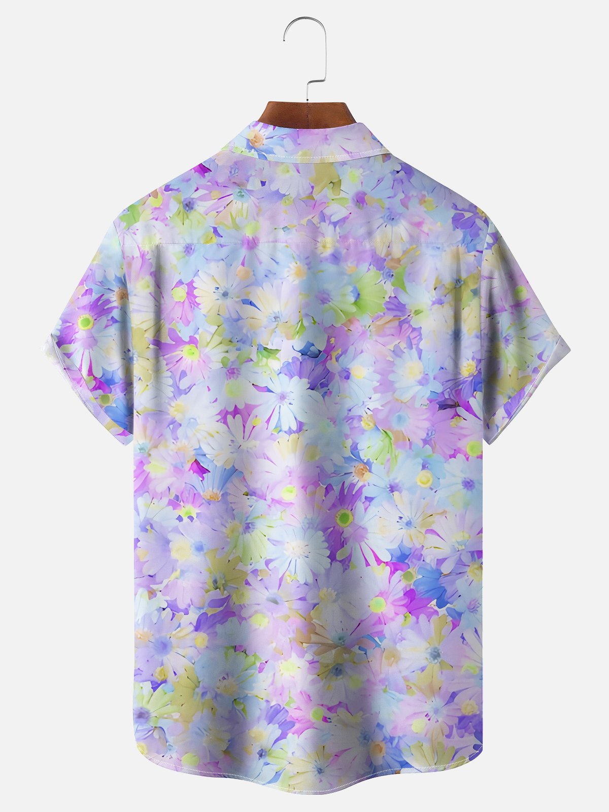 Moisture-wicking Floral Gradient Color Chest Pocket Hawaiian Shirt