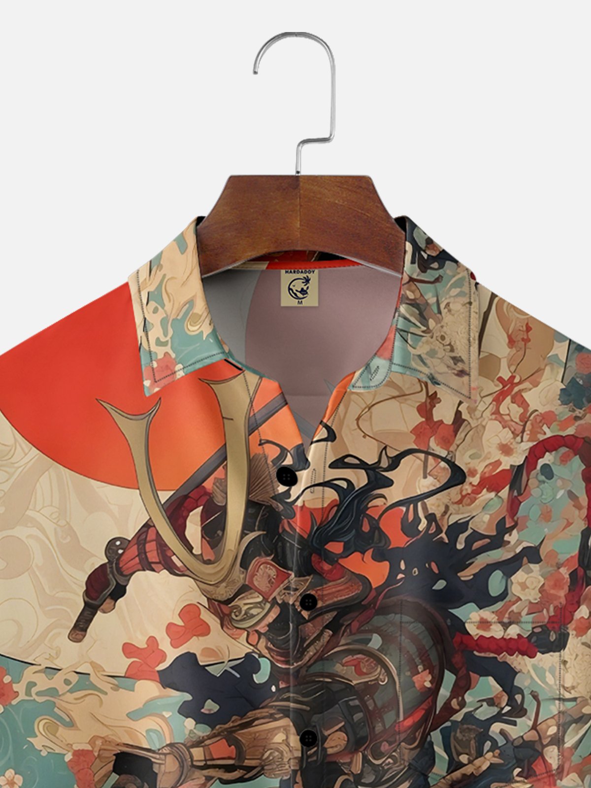 Moisture-wicking Samurai Mount Fuji Ukiyoe Chest Pocket Casual Shirt