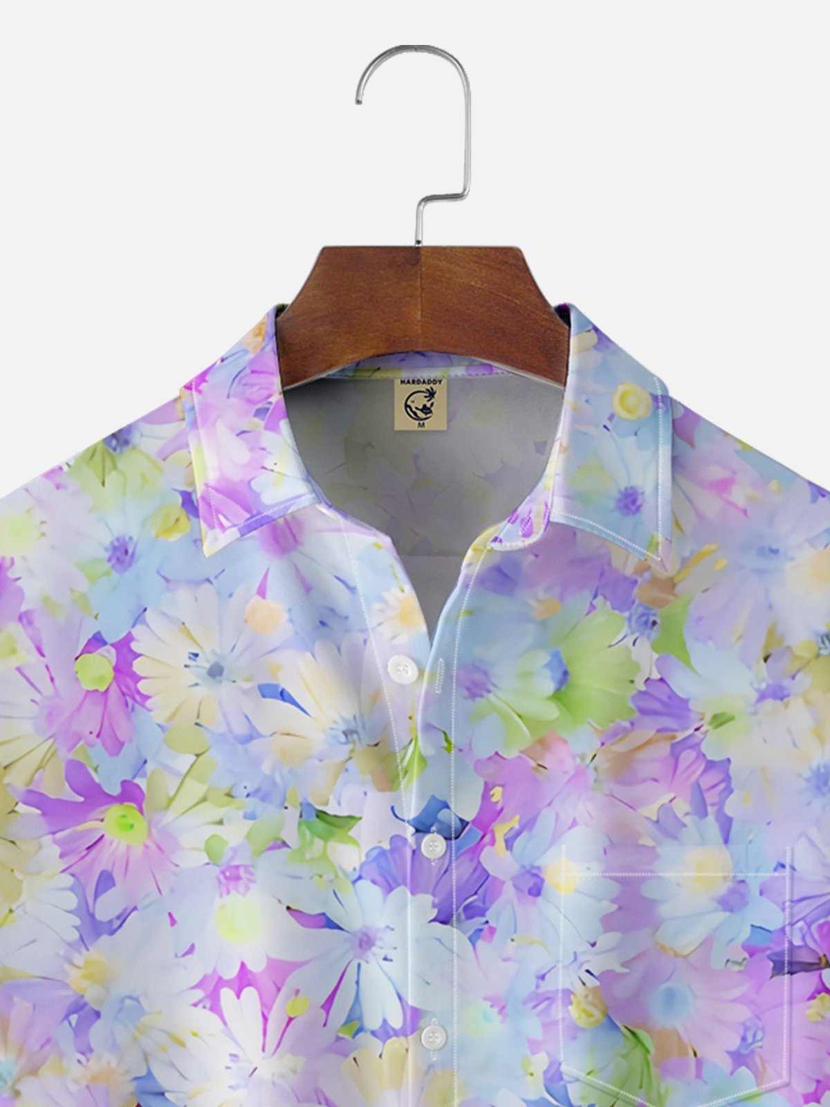 Moisture-wicking Floral Gradient Color Chest Pocket Hawaiian Shirt