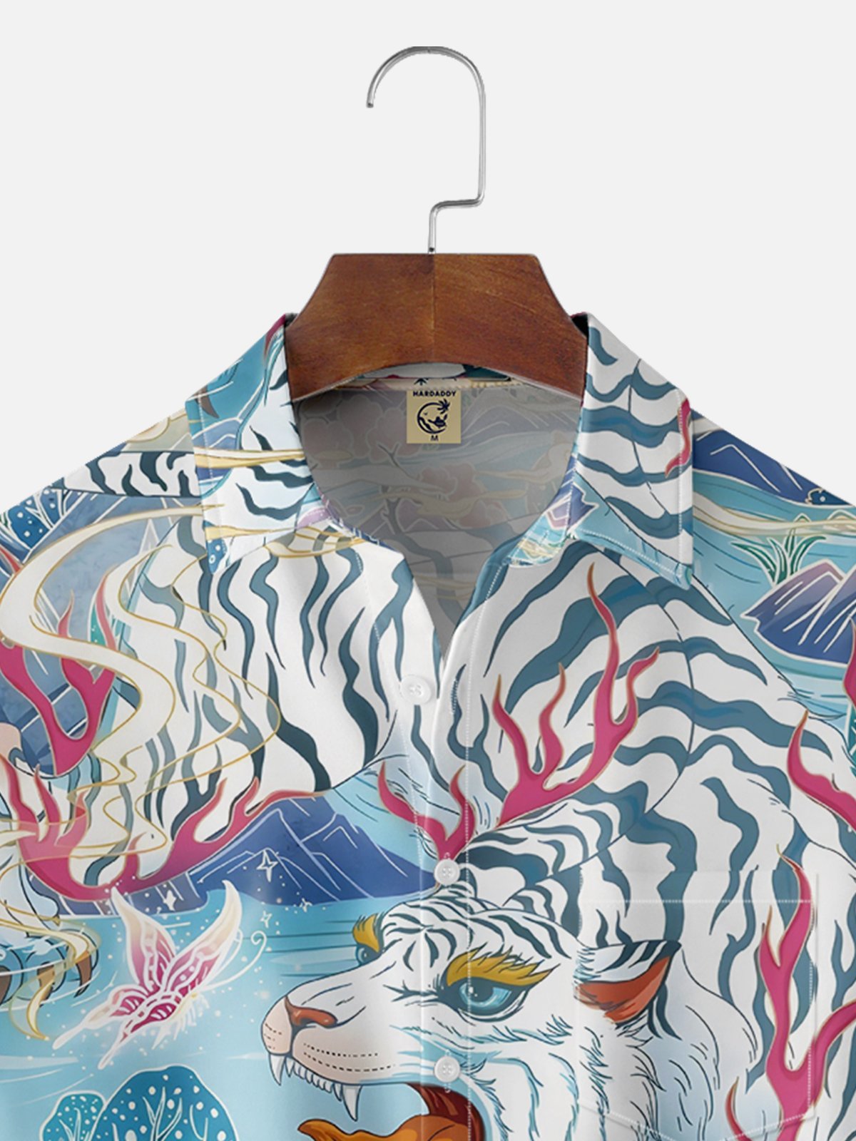 Moisture-wicking Tiger Ukiyoe Chest Pocket Casual Shirt