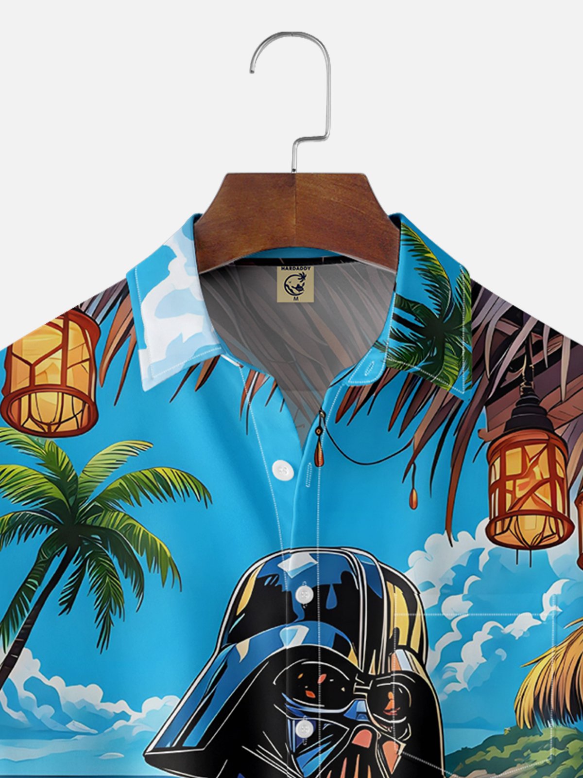 Moisture-wicking Star Beach Coconut Tree Chest Pocket Hawaiian Shirt