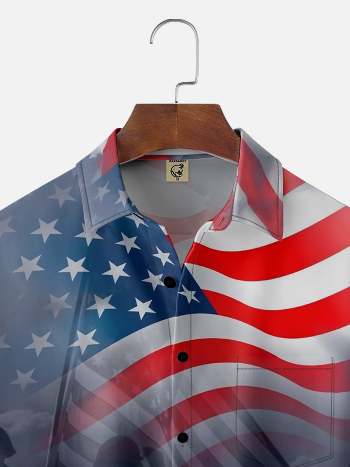 Moisture-wicking Memorial Day American Flag Chest Pocket Casual Shirt