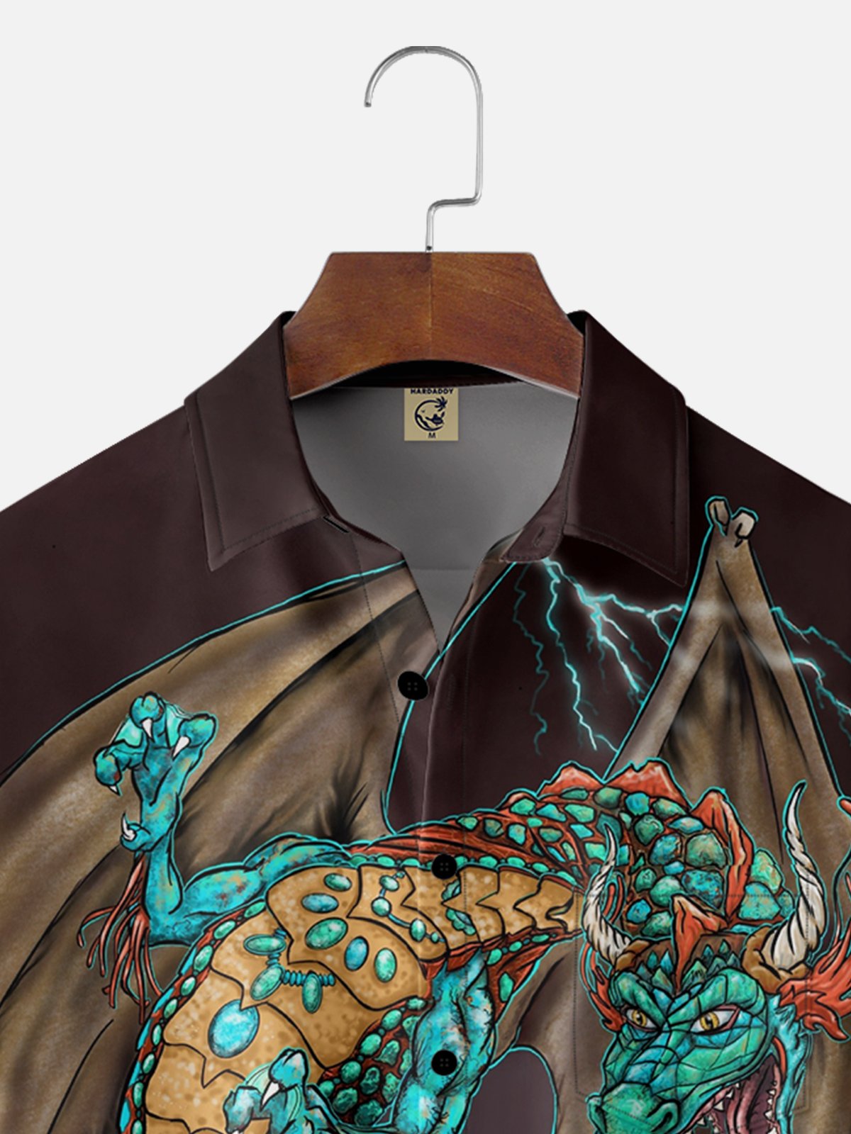 Hardaddy X Artist John Nelson Moisture-wicking Dragon vs Shark Chest Pocket Hawaiian Shirt