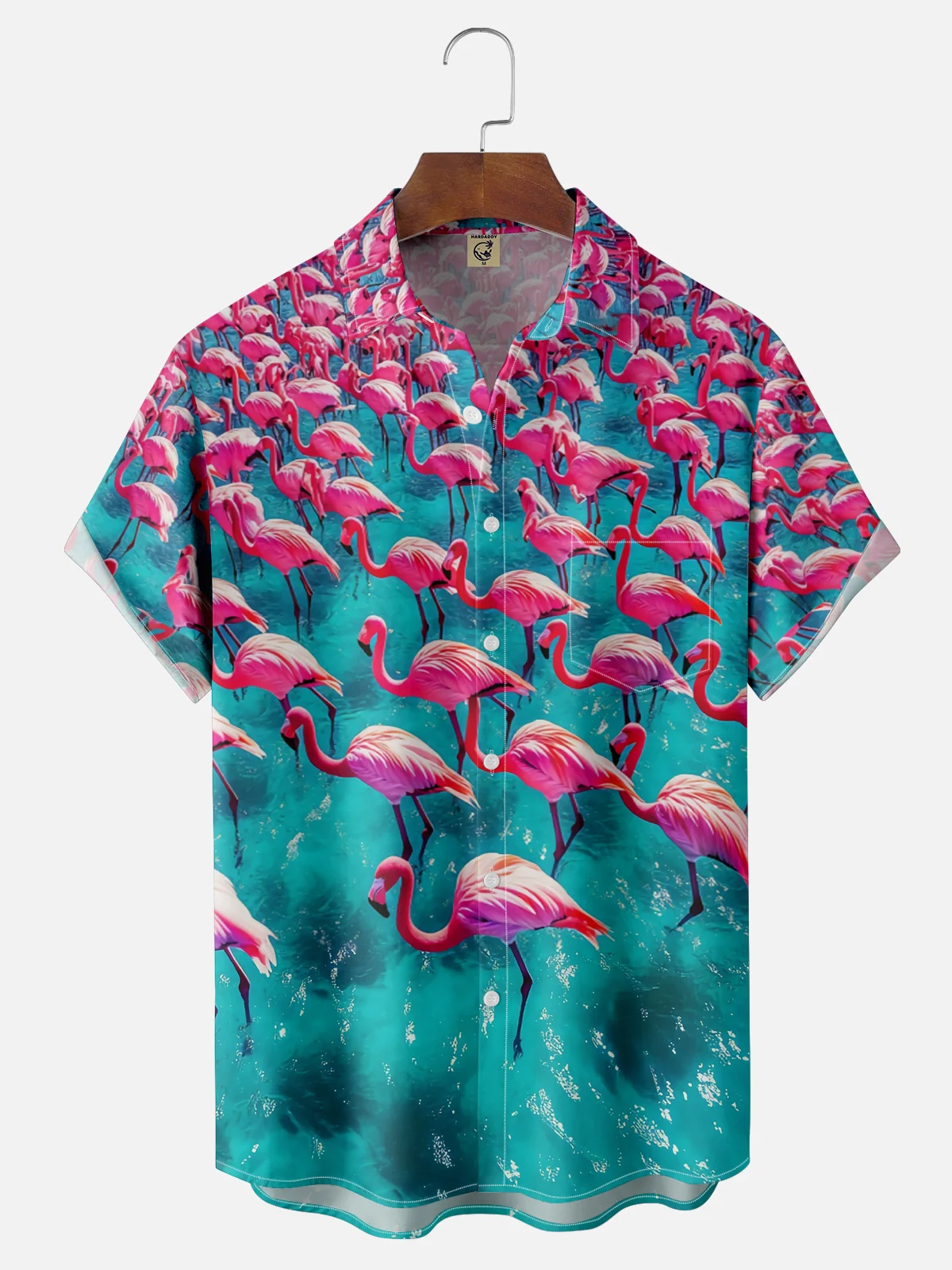 Moisture Wicking Flamingo Chest Pocket Hawaiian Shirt
