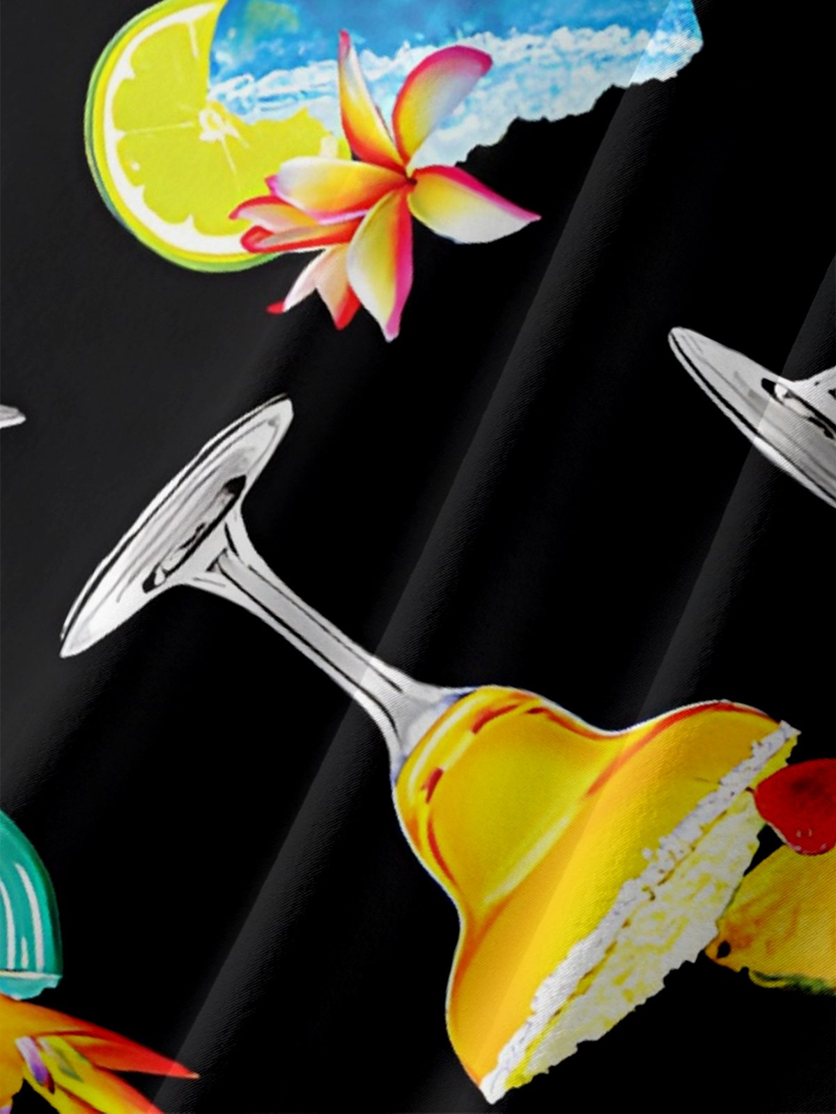 Moisture Wicking Cocktail Chest Pocket Hawaiian Shirt