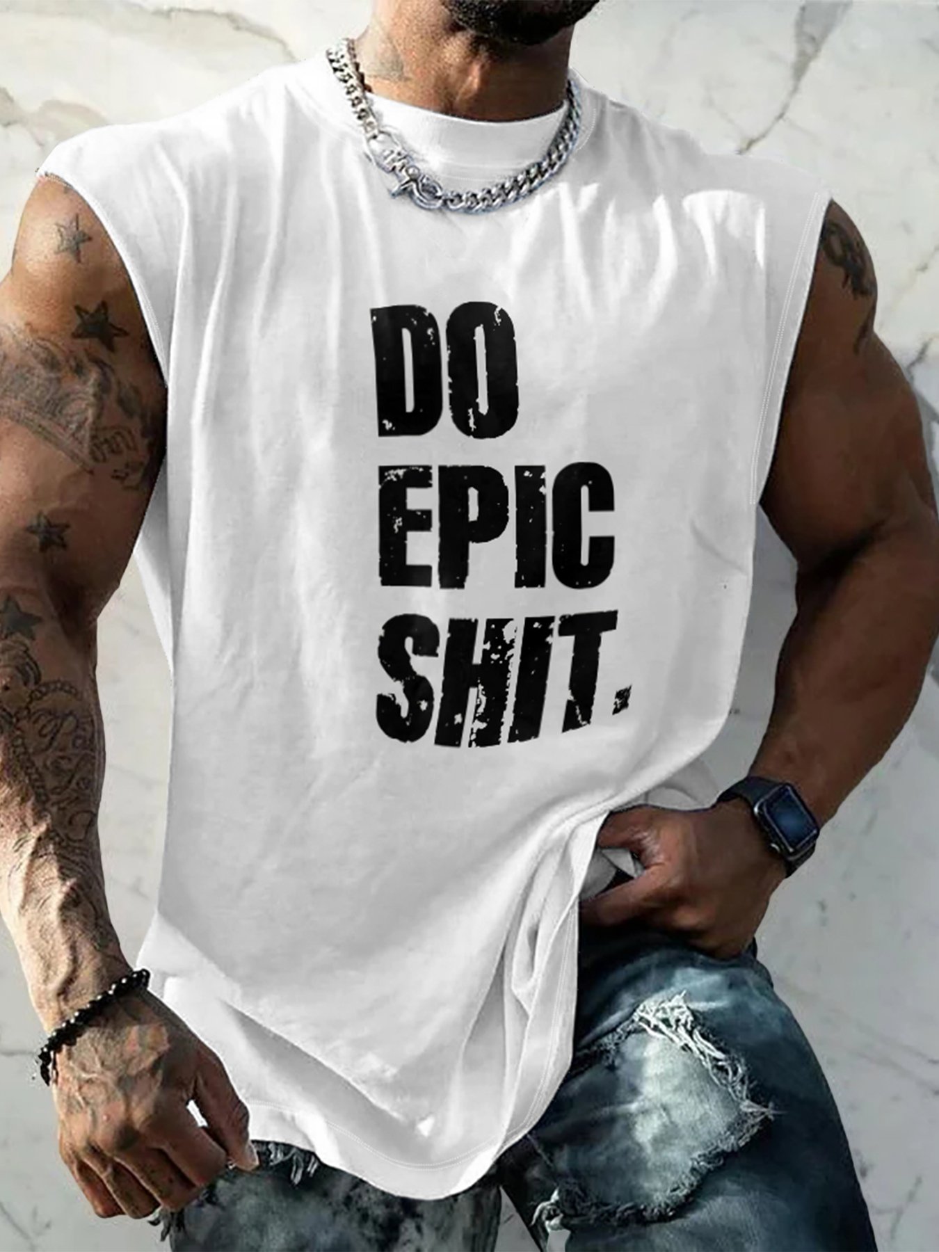 Mens Crewneck Tank Tops Do Epic Shit Beach Sleeveless Shirt