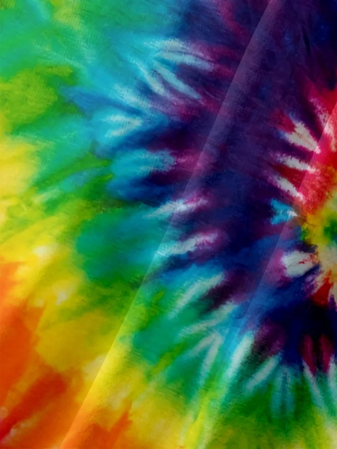 Tall Size Moisture-wicking Hippie Tie Dye Chest Pocket Casual Shirt