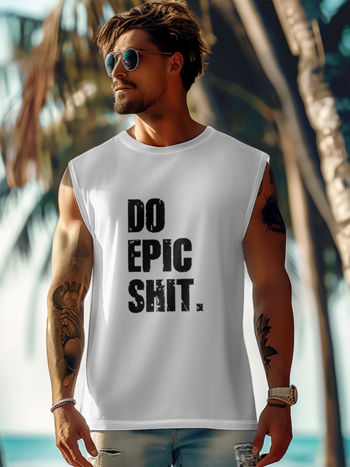 Mens Crewneck Tank Tops Do Epic Shit Beach Sleeveless Shirt