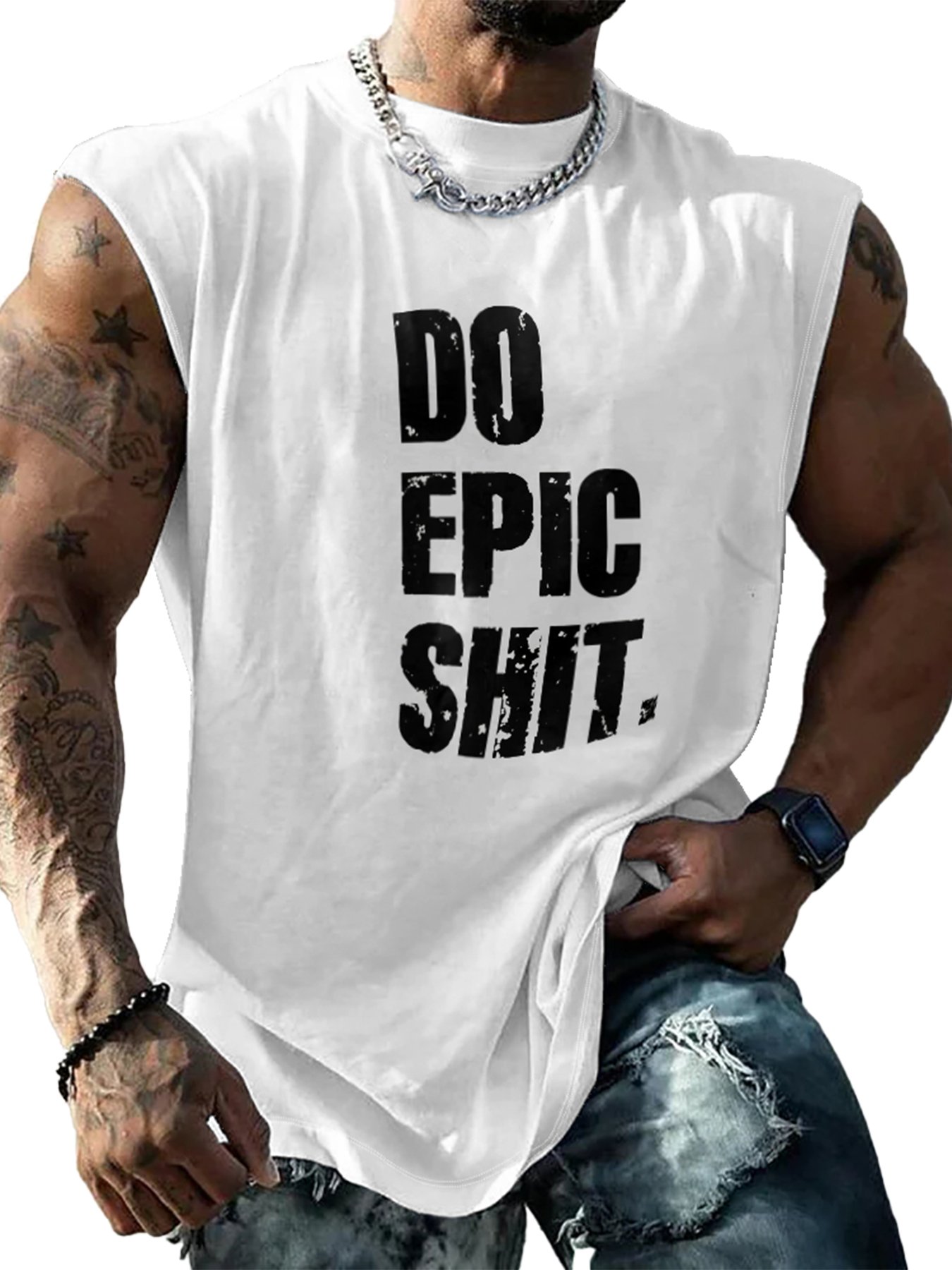 Mens Crewneck Tank Tops Do Epic Shit Beach Sleeveless Shirt