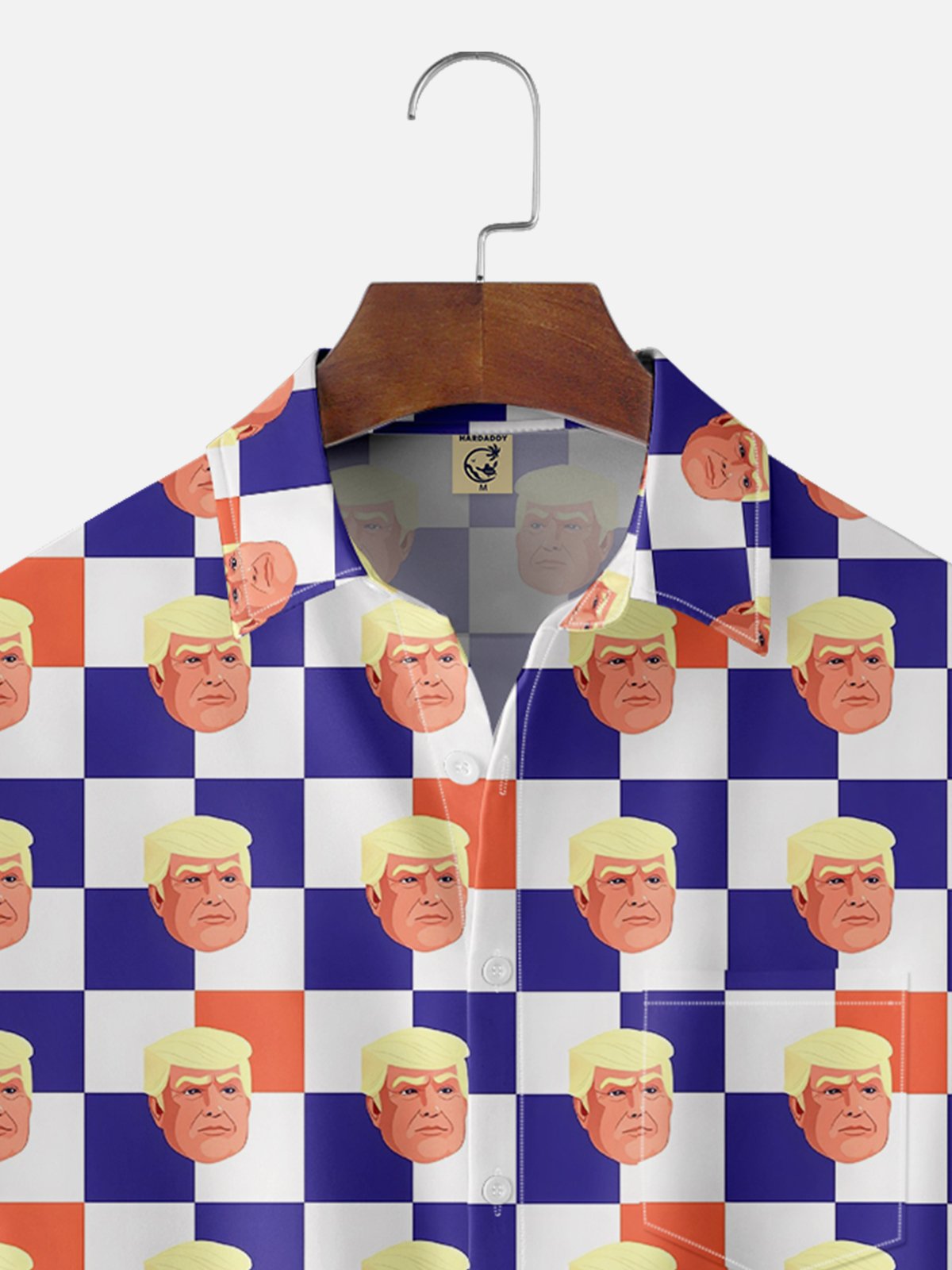 Moisture-wicking Fun Checkered Trump Chest Pocket Casual Shirt