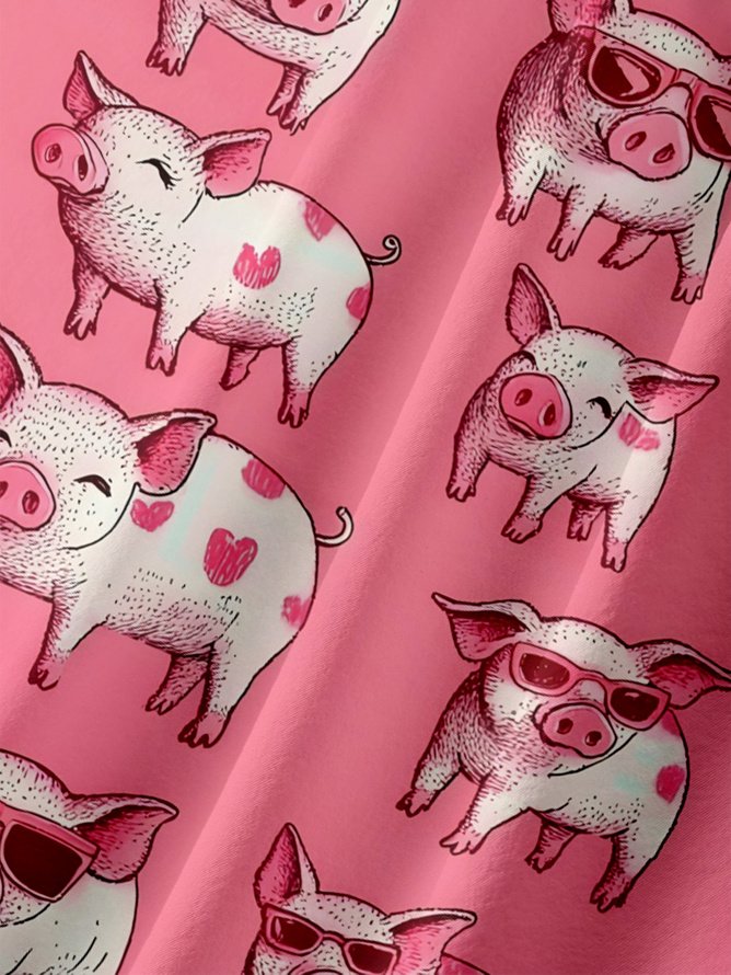 Tall Size Moisture-wicking Fly Pigs Chest Pocket Casual Shirt