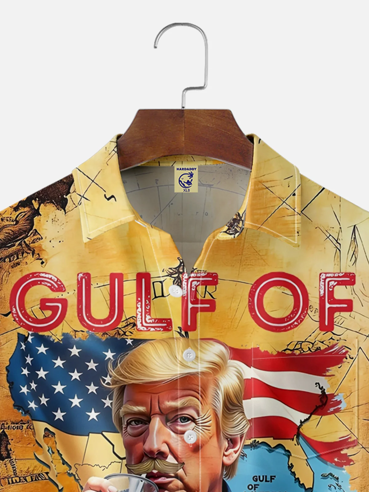 Big Size Moisture Wicking Gulf Of American Trump Chest Pocket Hawaiian Shirt