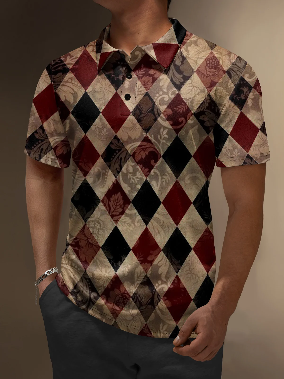 Moisture Wicking Gradient Color Block Short Sleeve Golf Polo