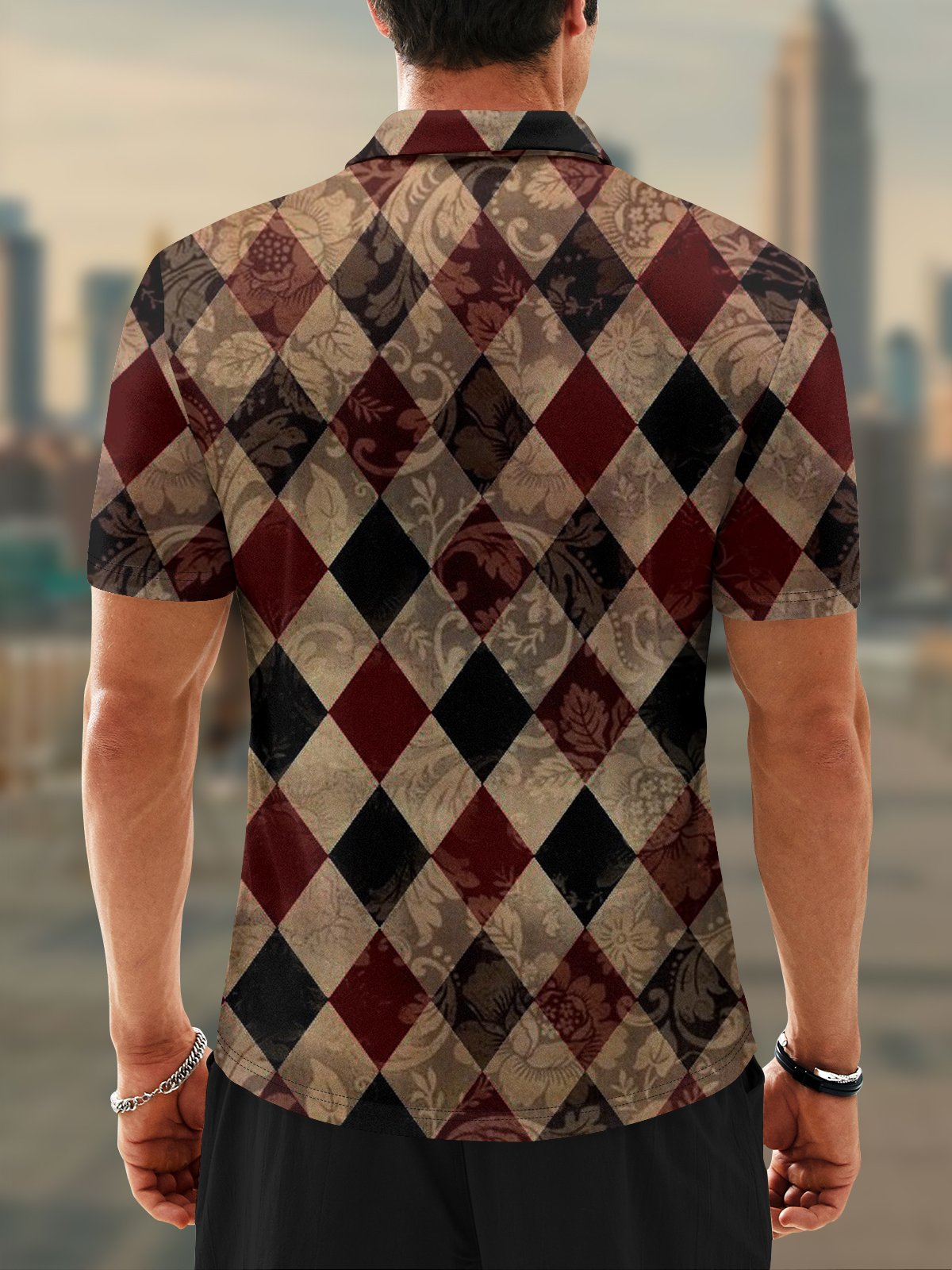 Moisture Wicking Gradient Color Block Short Sleeve Golf Polo