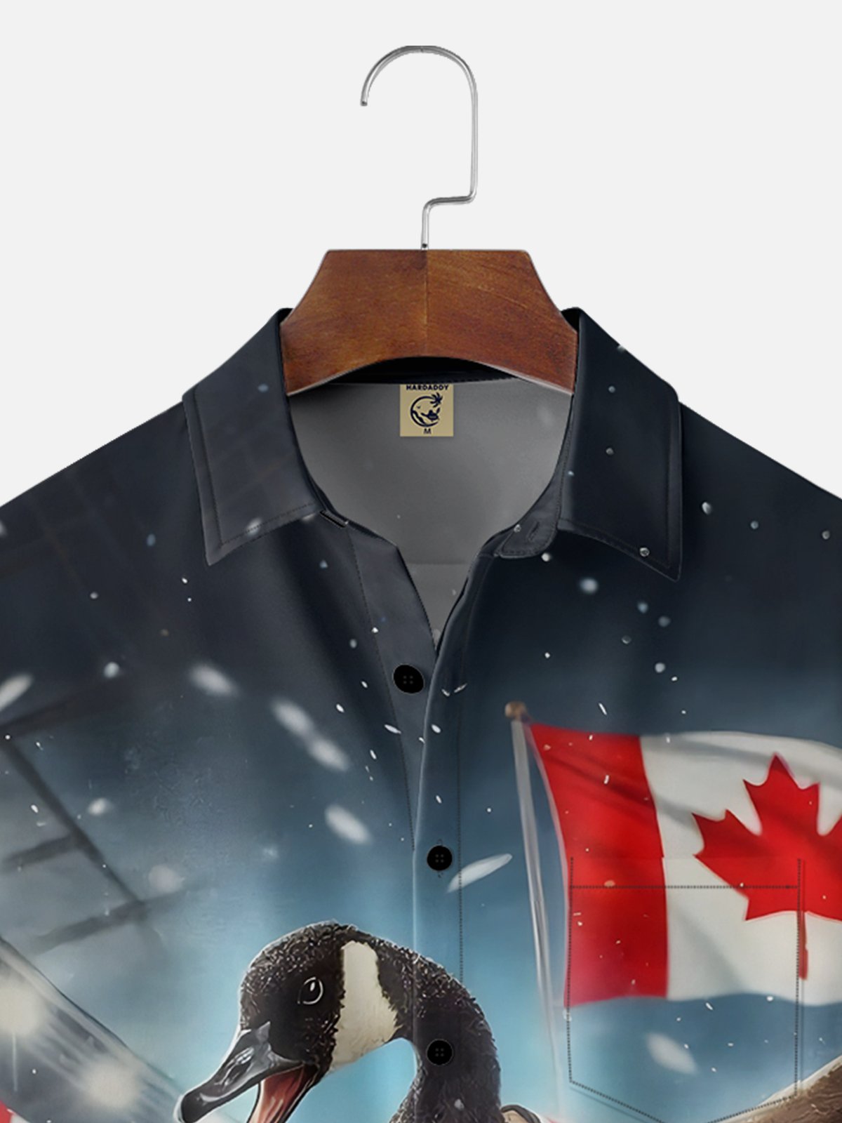 Moisture Wicking Canada Maple Goose Chest Pocket Hawaiian Shirt