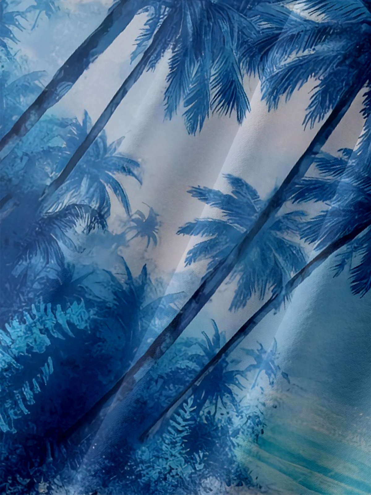 Moisture Wicking Gradient Abstract Coconut Tree Chest Pocket Hawaiian Shirt