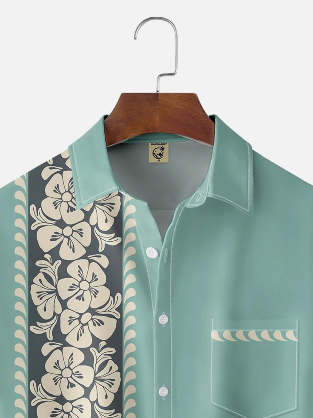 Moisture Wicking Tropical Floral Chest Pocket Bowling Shirt