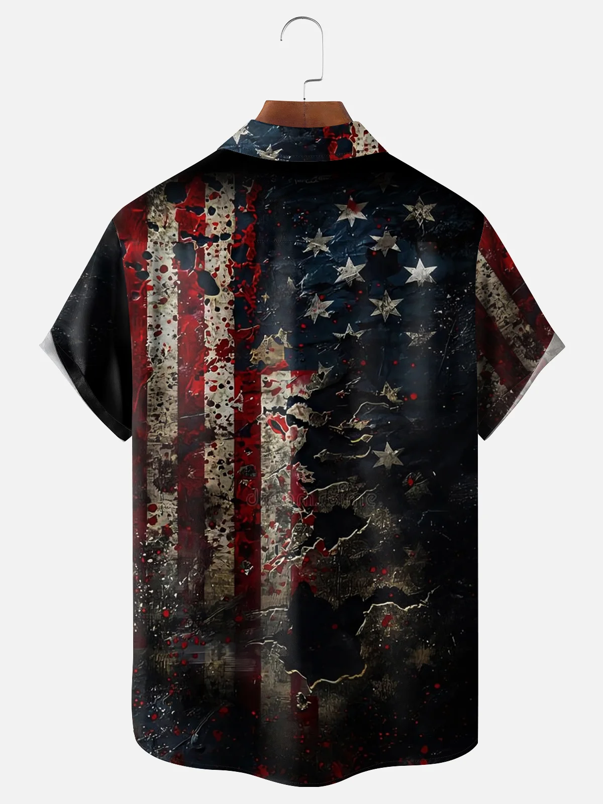 Moisture-wicking American Flag Independence Day Textured Chest Pocket Casual Shirt