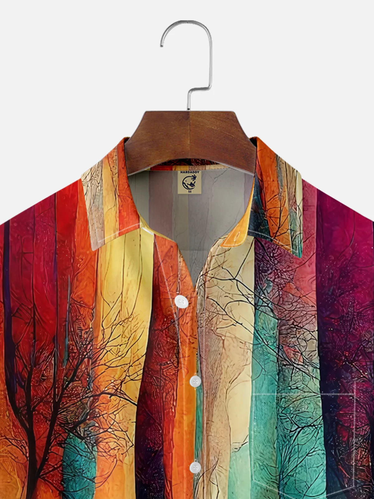 Moisture-wicking Abstract Art Plant Painting Chest Pocket Casual Shirt