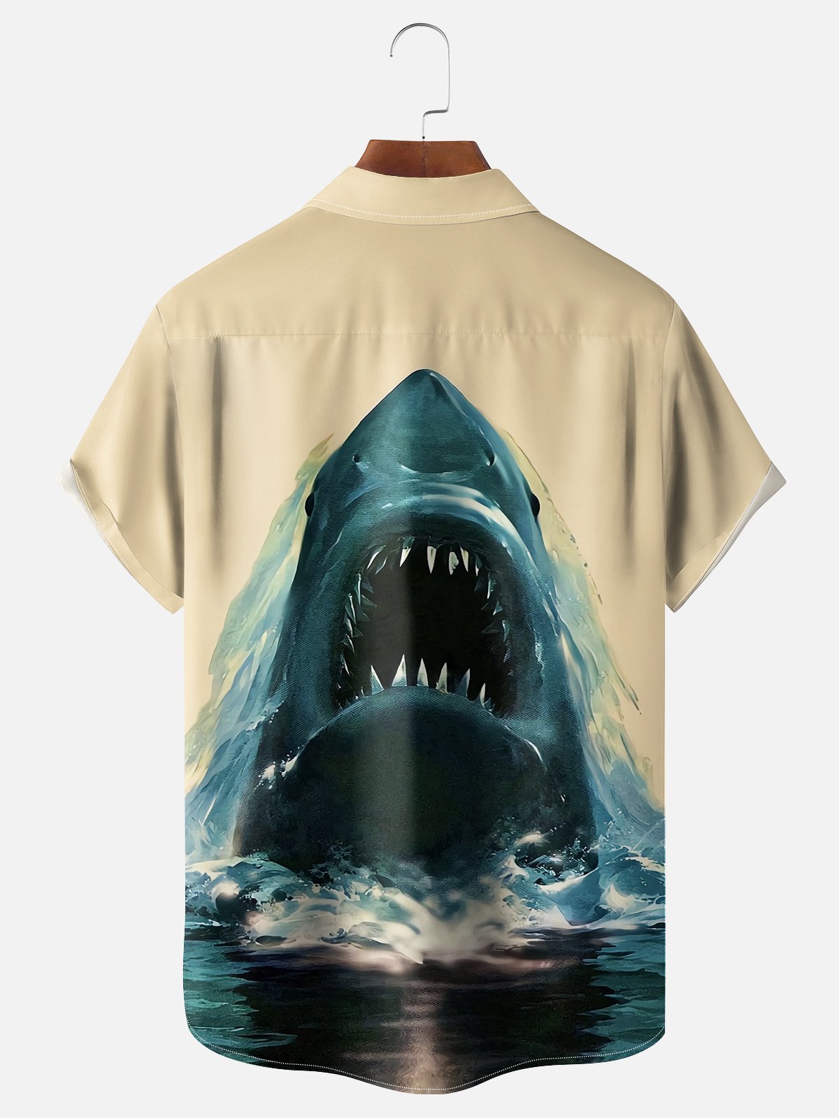 Moisture Wicking Great White Shark Chest Pocket Hawaiian Shirt